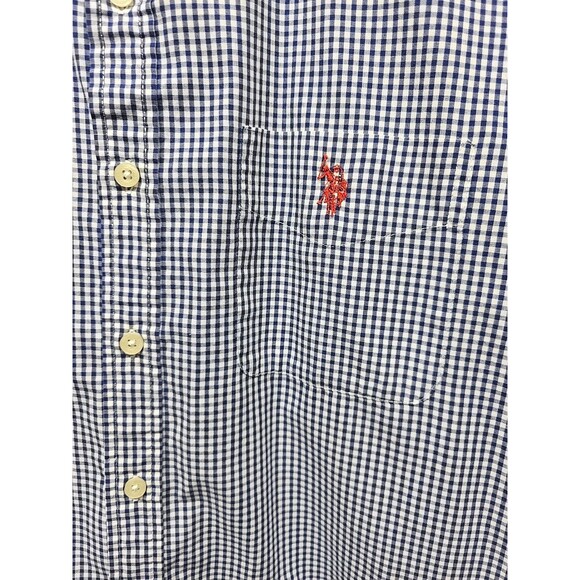 U.S. POLO ASSN Mens Size XL Short Sleeve Blue Checks Button Up Front Pocket - Picture 5 of 10